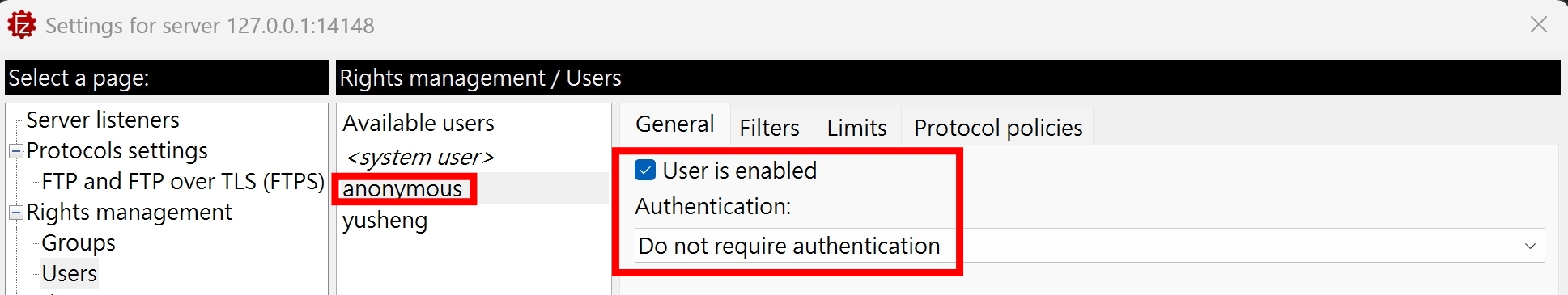 fileZilla-anonymous